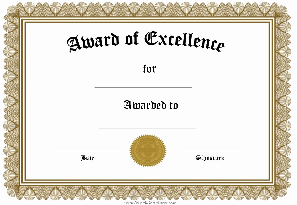 Certificate Of Award Template Free Awesome Award Certificates Pdf Blank Certificate Template Blank