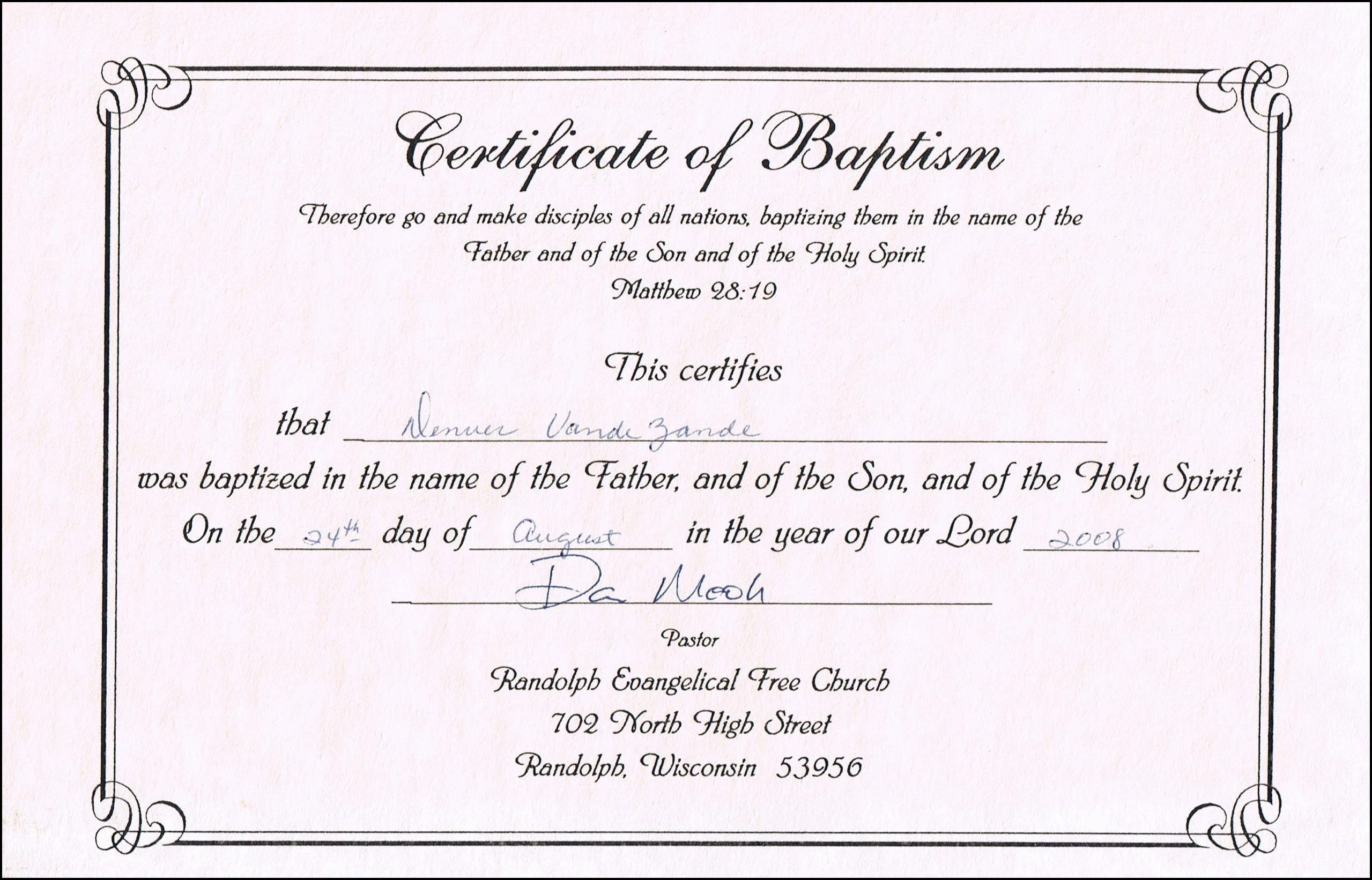 Certificate Of Baptism Word Template Elegant Baptism Certificate Templates for Word