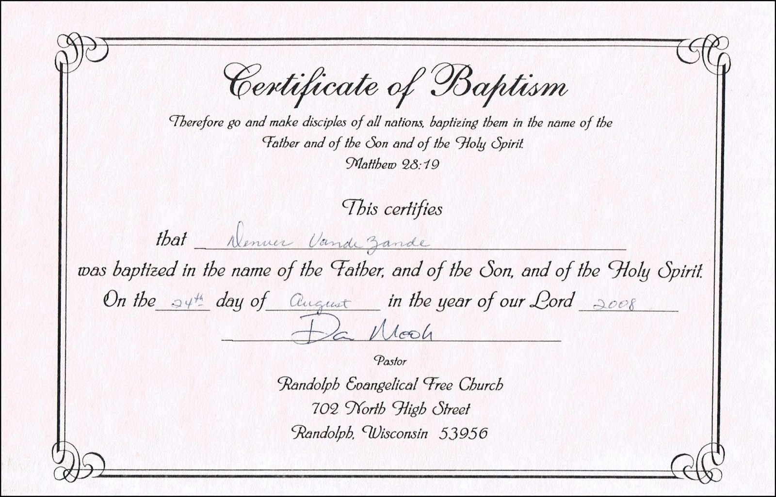 Certificate Of Baptism Word Template Inspirational Sample Baptism Certificate Templates