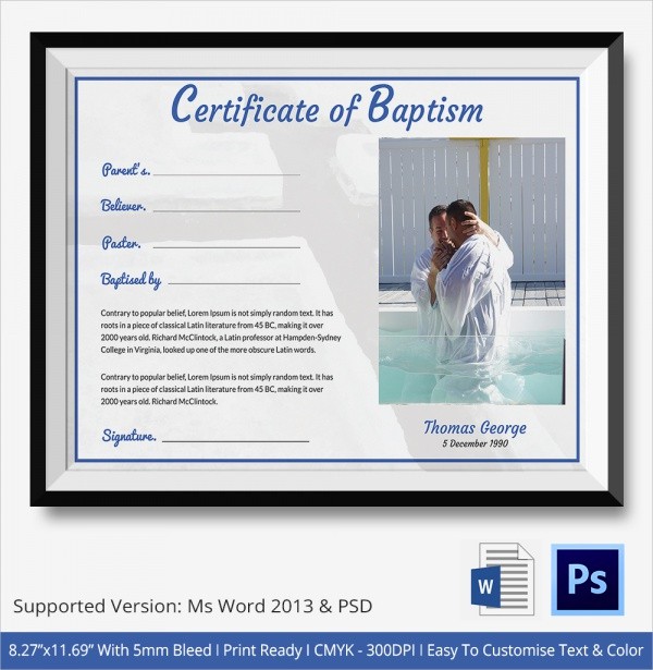 Certificate Of Baptism Word Template Lovely 20 Baptism Certificates