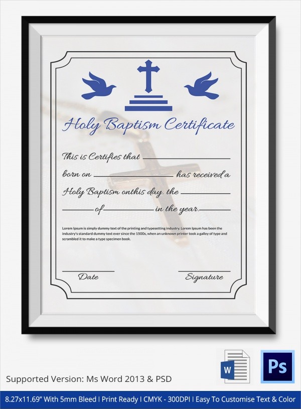 Certificate Of Baptism Word Template Lovely 20 Baptism Certificates