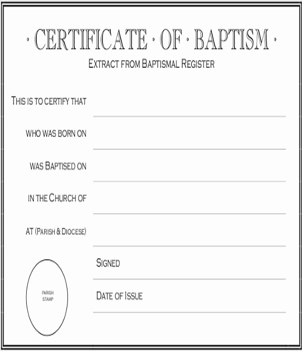 Certificate Of Baptism Word Template Lovely 21 Sample Baptism Certificate Templates Free Sample