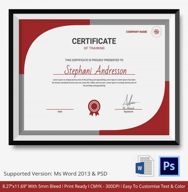 Certificate Of Completion Of Training Awesome Training Certificate Template 21 Free Word Pdf Psd