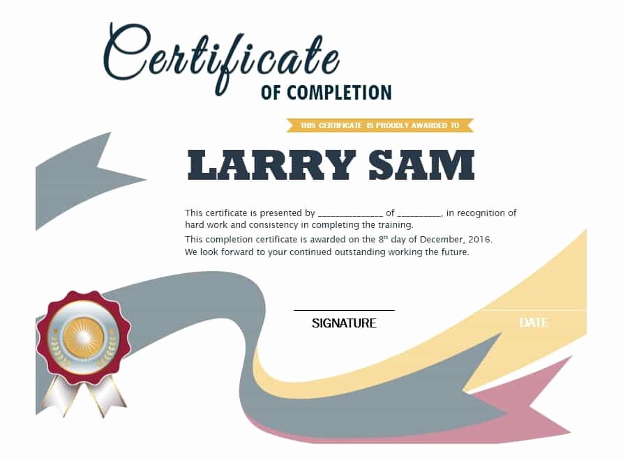 Certificate Of Completion Template Powerpoint New 40 Fantastic Certificate Of Pletion Templates [word