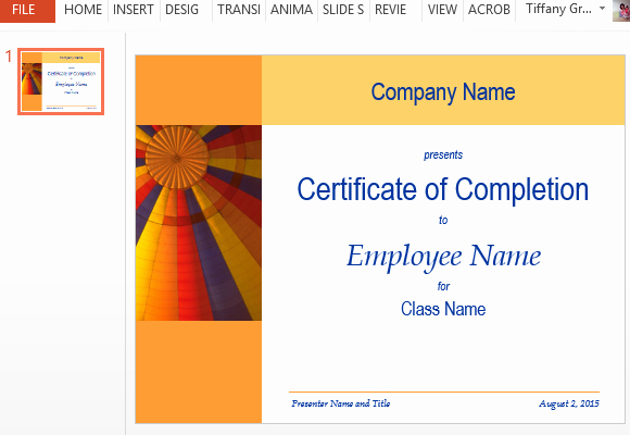 Certificate Of Completion Template Powerpoint New Certificate for Training Pletion Template for Powerpoint