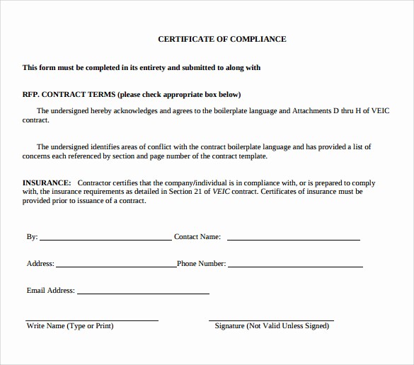 Certificate Of Compliance Template Word Luxury Conformity Certificate Templates – 10 Free Sample