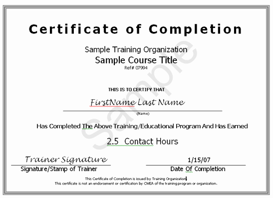 Certificate Of Course Completion Template Awesome Certification Wastewater Trainers &amp; Educators Cwea