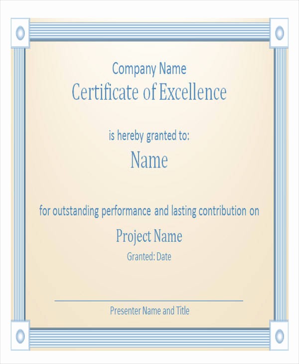 Certificate Of Excellence for Employee Lovely 23 Blank Award Certificates