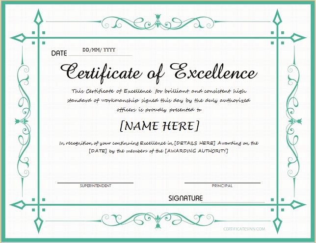 Certificate Of Excellence for Students Luxury Certificates Of Excellence for Ms Word