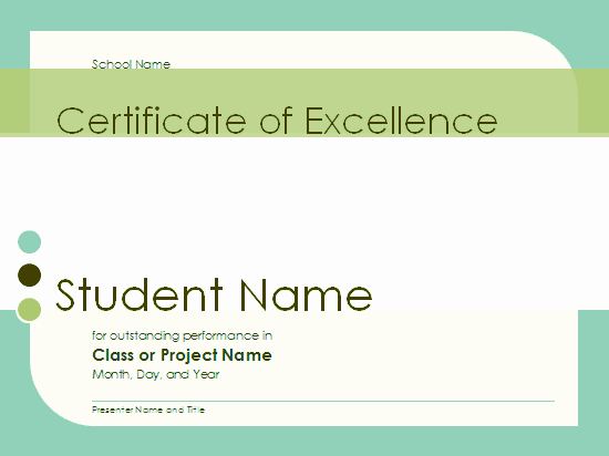 Certificate Of Excellence for Students New Certificate Excellence for Student Free Certificate