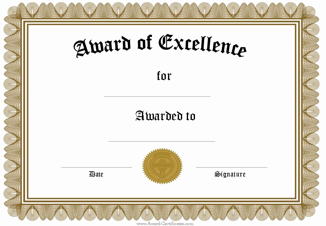 Certificate Of Excellence Template Word Best Of 43 formal and Informal Editable Certificate Template
