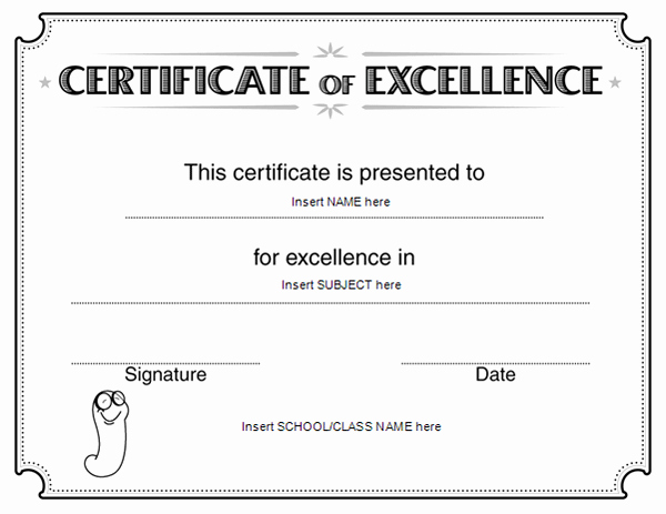 Certificate Of Excellence Template Word Luxury Certificate Of Excellence Templates