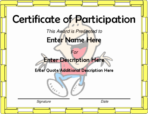 Certificate Of Participation for Kids Lovely Search Results for “blank Award Certificate Templates