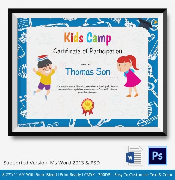 Certificate Of Participation for Kids Luxury Thank You Certificate Template 10 Free Pdf Psd Vector