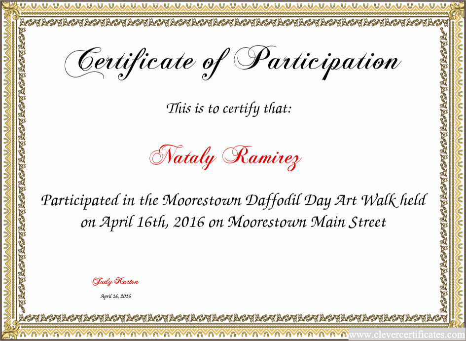 Certificate Of Participation for Kids New Certificate Of Participation Great Motivational tool for