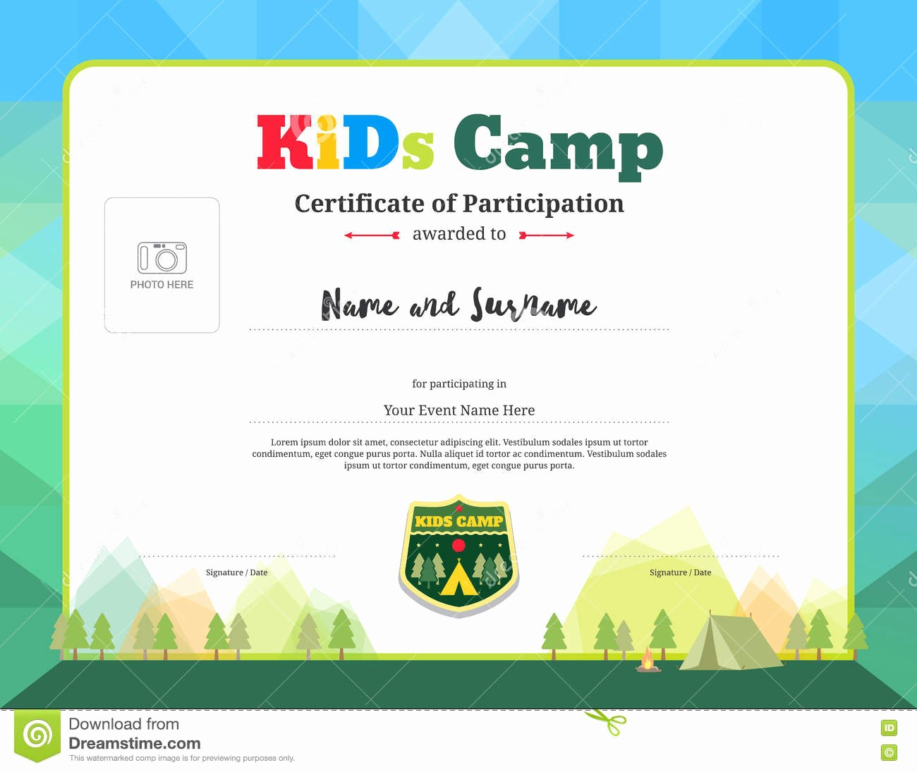 Certificate Of Participation for Kids New Certificate Participation Template In Gold Color Vector