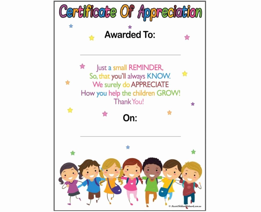 Certificate Of Recognition for Kids Elegant Educator S Certificate Appreciation Aussie Childcare