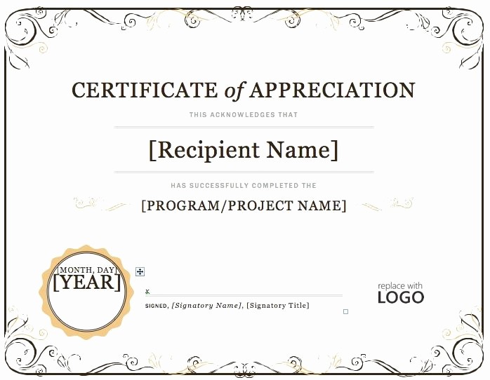 Certificate Of Recognition Template Word Awesome Certificate Of Appreciation – Microsoft Word