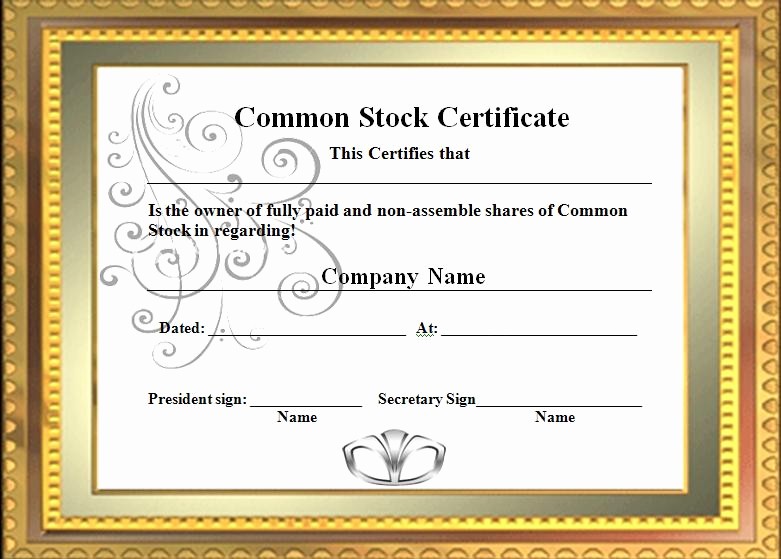 Certificate Templates for Microsoft Word Lovely Stock Certificate Designs