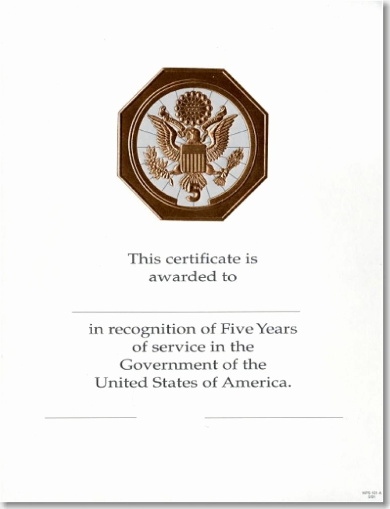 Certificates for Years Of Service Lovely Opm Federal Career Service Award Certificates Wps 101 A