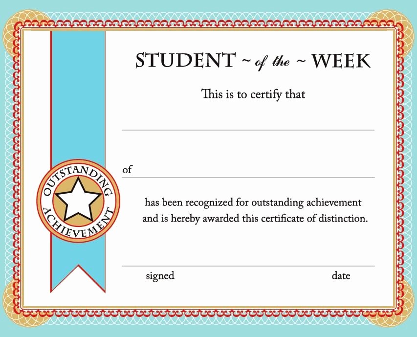 Certificates Of Achievement for Students Inspirational Student Of the Week Certificate Free Printable