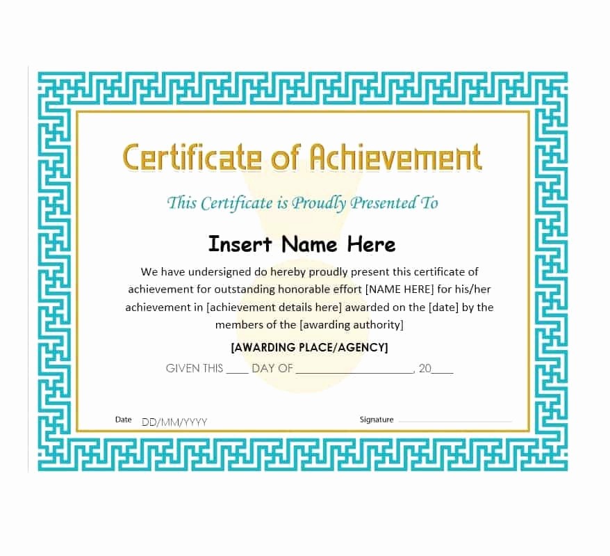 Certificates Of Achievement Templates Free Inspirational 40 Great Certificate Of Achievement Templates Free