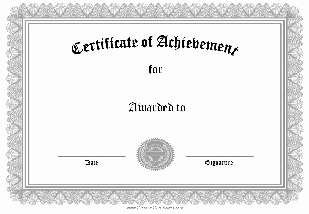 Certificates Of Achievement Templates Free Inspirational Certificate Achievement Template