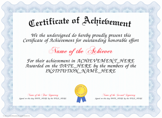 Certificates Of Achievement Templates Free New Certificates Of Achievements
