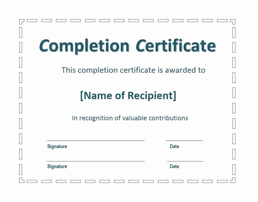Certificates Of Completion Template Word New 40 Fantastic Certificate Of Pletion Templates [word