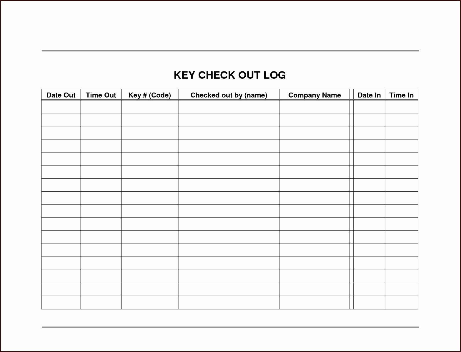 Check In and Out Template Elegant Equipment Sign Out Sheet Template Networkuk