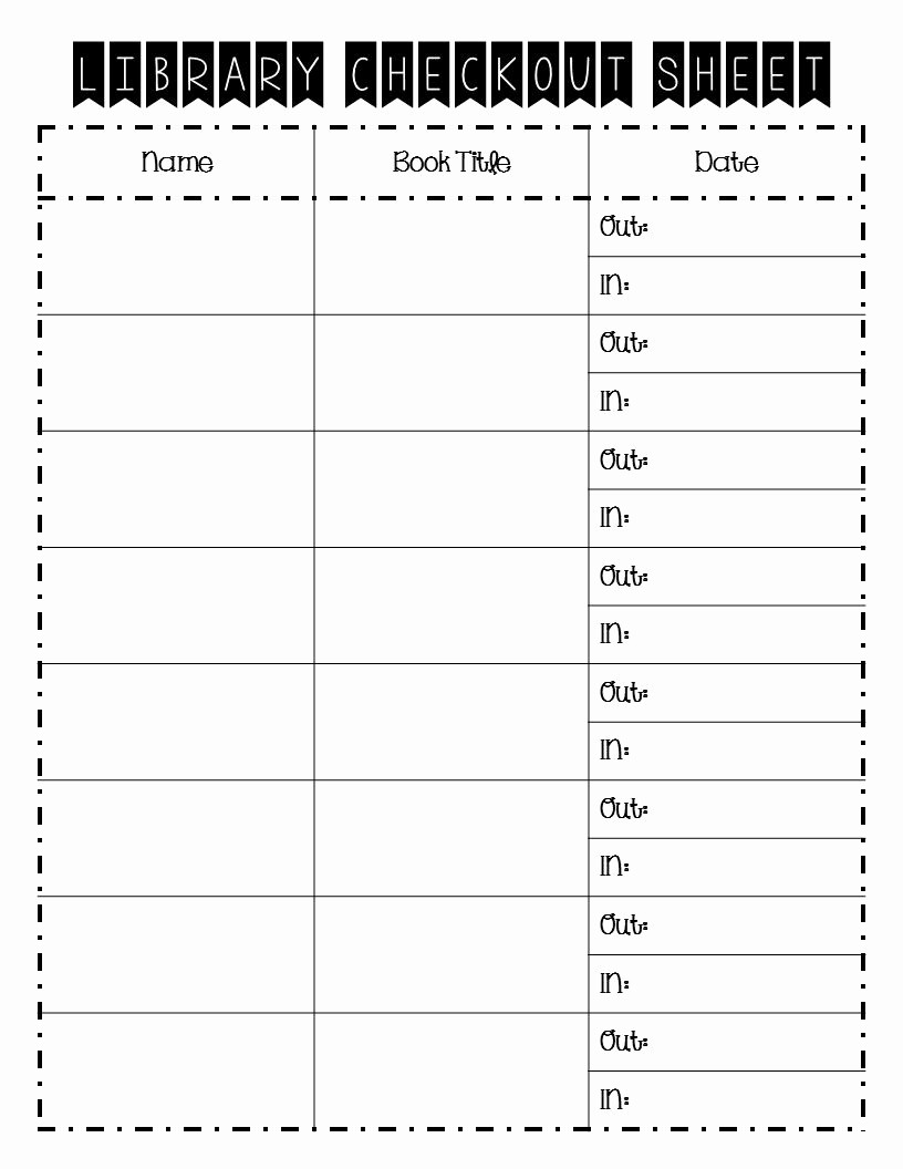 Check In and Out Template Fresh Classroom Library Checkout Recording Sheet