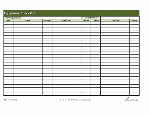 Check In and Out Template Inspirational Printable Equipment Checkout form