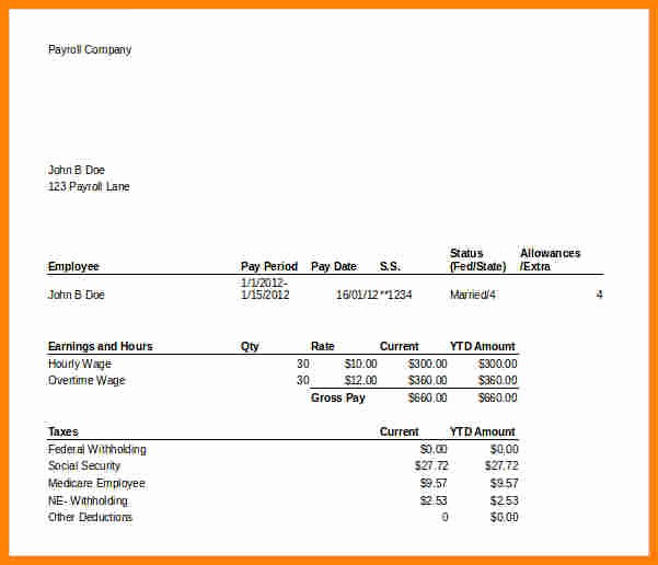 Check Stub Template for Excel Awesome 7 Paycheck Stub Template for Excel