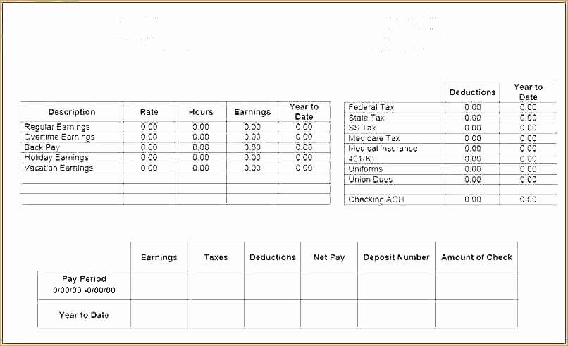 Check Stub Template for Excel Unique Excel Pay Stub Template Free California Great Paycheck
