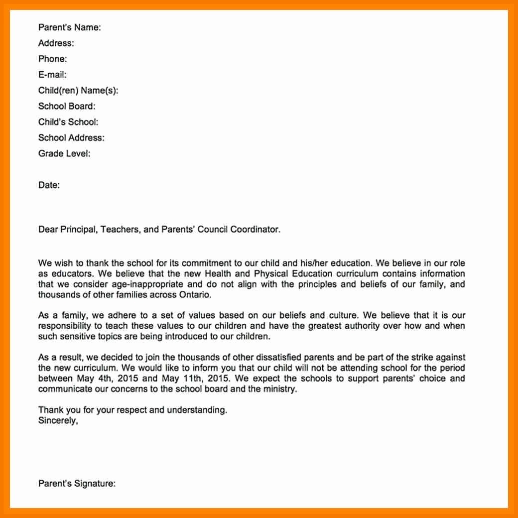 Child Absence From School Letter Awesome 10 Absent Letter to Teacher