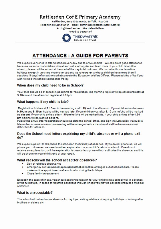 Child Absent From School Letter Beautiful attendance Rattlesden Church Of England Primary Academy