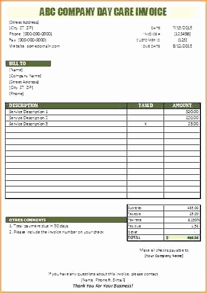 Child Care Receipt Template Excel Awesome Printable Receipts for Daycare Daycare Receipt Template