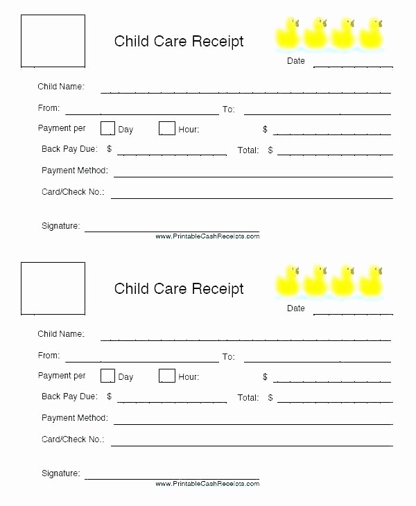 Child Care Receipt Template Excel Elegant Child Care Receipt format Receipts Free Printable Daycare