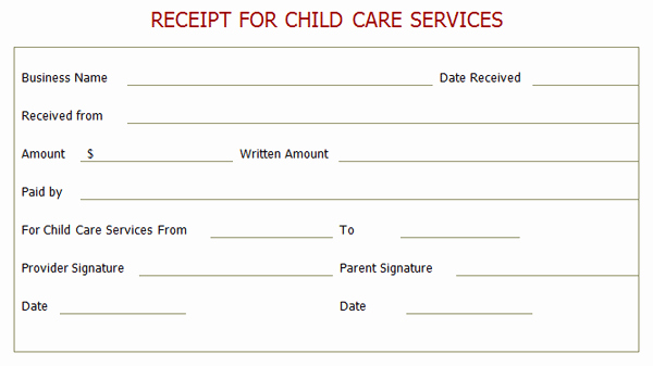 Child Care Receipt Template Excel Fresh Child Care Invoice Template