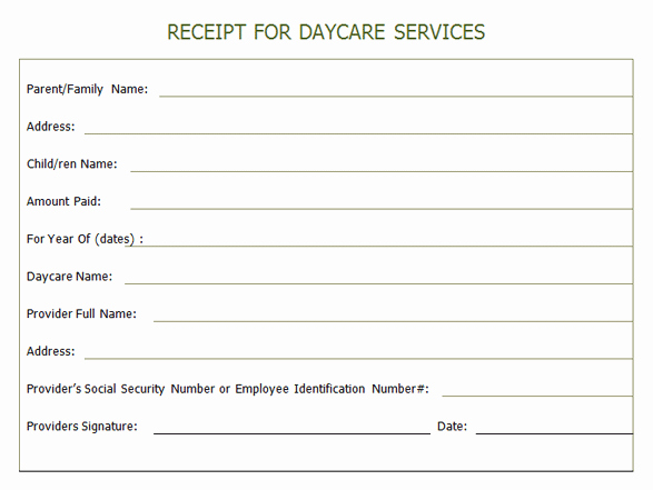 Child Care Receipt Template Excel Fresh Receipt for Year End Daycare Services