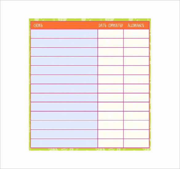 Chore Chart Template Free Download Awesome Chore List Template – 10 Free Sample Example format