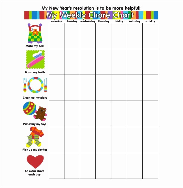 Chore Chart Template Free Download New Weekly Chore Chart Template 24 Free Word Excel Pdf