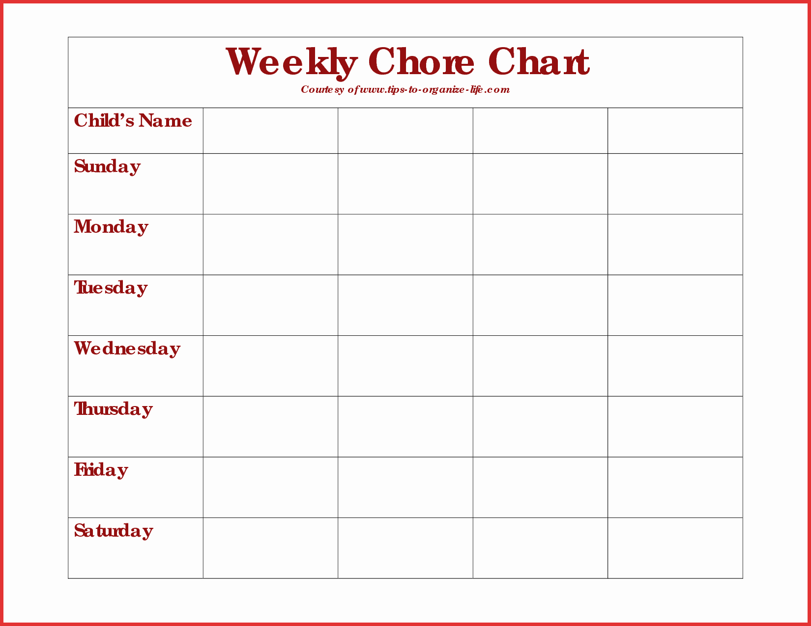 Chore List Template for Adults Awesome Household Chores Chart Baskanai
