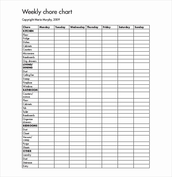 Chore List Template for Adults Lovely 30 Weekly Chore Chart Templates Doc Excel