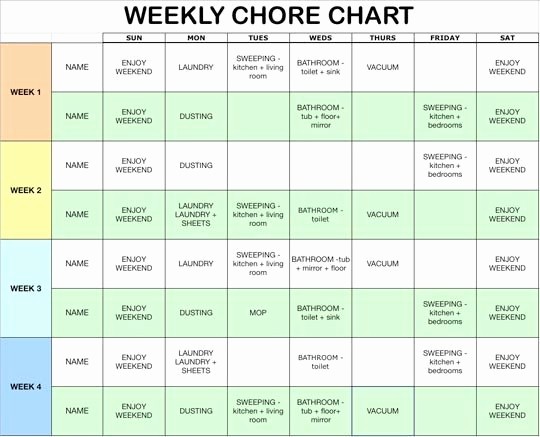 Chore List Template for Adults Unique 6 Best Of Household Chore Chart for Adults