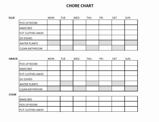 Chore List Template for Adults Unique 6 Best Of Household Chore Chart for Adults