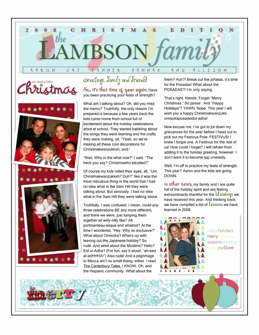 Christmas Family Newsletter Template Free Fresh Christmas Family Newsletter