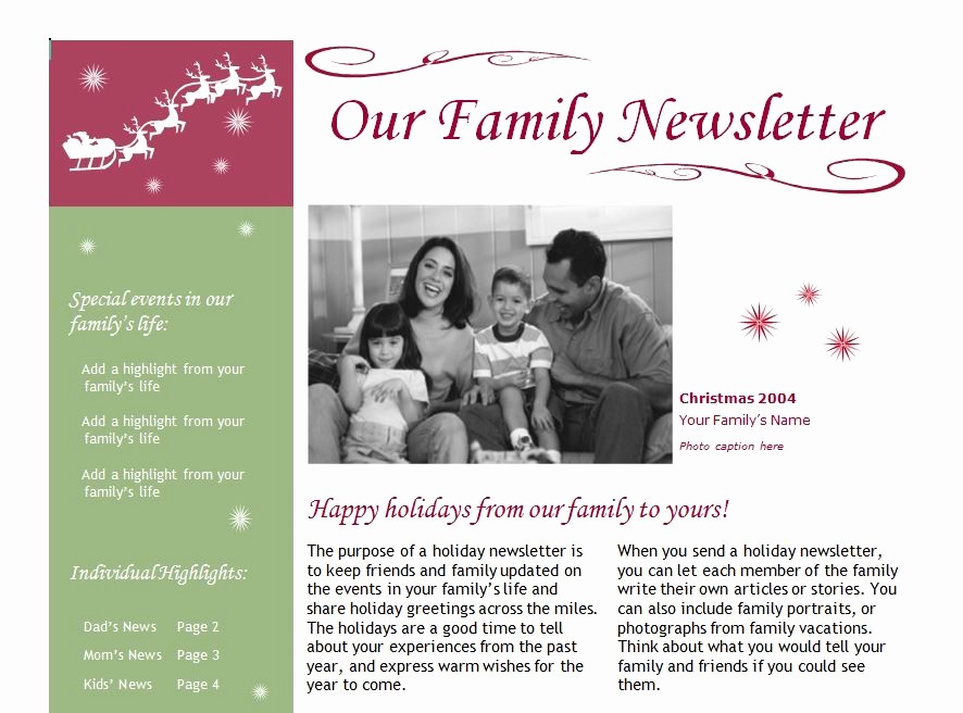 Christmas Family Newsletter Template Free New Best S Of Holiday Family Newsletter Template