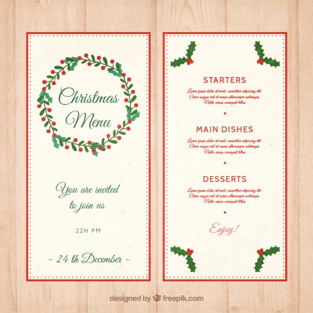Christmas Menu Templates Free Download Lovely Christmas Menu Template with Mistletoe Decoration Vector