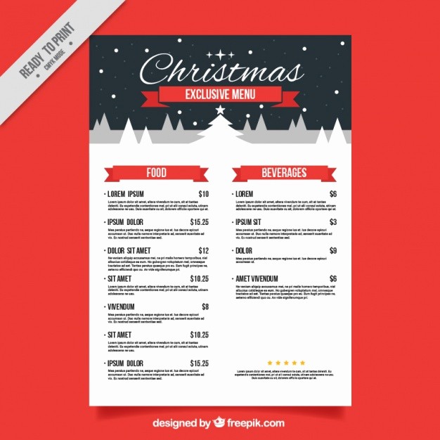 Christmas Menu Templates Free Download New Exclusive Christmas Menu Template Vector